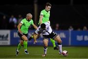 21 September 2021; Patrick Hoban of Dundalk is tackled by Mark Coyle, left, and Karl O’Sullivan of Finn Harps during the extra.ie FAI Cup Quarter-Final Replay match between Dundalk and Finn Harps at Oriel Park in Dundalk, Louth. Photo by Ben McShane/Sportsfile