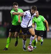 21 September 2021; Will Patching of Dundalk in action against Karl O’Sullivan of Finn Harps during the extra.ie FAI Cup Quarter-Final Replay match between Dundalk and Finn Harps at Oriel Park in Dundalk, Louth. Photo by Ben McShane/Sportsfile