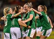 21 September 2021; Louise Quinn of Republic of Ireland, centre, celebrates with team-mates after scoring their side's third goal during the women's international friendly match between Republic of Ireland and Australia at Tallaght Stadium in Dublin. Photo by Seb Daly/Sportsfile