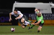 21 September 2021; Michael Duffy of Dundalk in action against Mark Coyle of Finn Harps during the extra.ie FAI Cup Quarter-Final Replay match between Dundalk and Finn Harps at Oriel Park in Dundalk, Louth. Photo by Ben McShane/Sportsfile