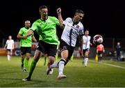 21 September 2021; Sean Murray of Dundalk in action against Shane McEleney of Finn Harps during the extra.ie FAI Cup Quarter-Final Replay match between Dundalk and Finn Harps at Oriel Park in Dundalk, Louth. Photo by Ben McShane/Sportsfile
