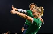 21 September 2021; Diane Caldwell of Republic of Ireland celebrates with her nephew Hakeem Abdou Bacar following the women's international friendly match between Republic of Ireland and Australia at Tallaght Stadium in Dublin. Photo by Stephen McCarthy/Sportsfile