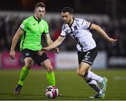 21 September 2021; Michael Duffy of Dundalk in action against Karl O’Sullivan of Finn Harps during the extra.ie FAI Cup Quarter-Final Replay match between Dundalk and Finn Harps at Oriel Park in Dundalk, Louth. Photo by Ben McShane/Sportsfile