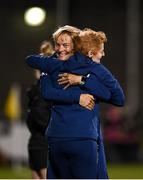 21 September 2021; Republic of Ireland manager Vera Pauw and assistant manager Eileen Gleeson celebrate following the women's international friendly match between Republic of Ireland and Australia at Tallaght Stadium in Dublin. Photo by Stephen McCarthy/Sportsfile