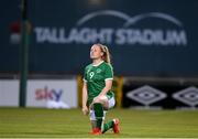 21 September 2021; Amber Barrett of Republic of Ireland takes a knee before the women's international friendly match between Republic of Ireland and Australia at Tallaght Stadium in Dublin. Photo by Stephen McCarthy/Sportsfile