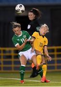 21 September 2021; Katie McCabe of Republic of Ireland in action against Tameka Yallop of Australia during the women's international friendly match between Republic of Ireland and Australia at Tallaght Stadium in Dublin. Photo by Stephen McCarthy/Sportsfile