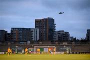 21 September 2021; A helicopter flies near Tallaght Stadium during the women's international friendly match between Republic of Ireland and Australia at Tallaght Stadium in Dublin. Photo by Stephen McCarthy/Sportsfile
