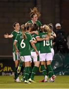 21 September 2021; Republic of Ireland players celebrates after Louise Quinn scores her side's third goal during the women's international friendly match between Republic of Ireland and Australia at Tallaght Stadium in Dublin. Photo by Stephen McCarthy/Sportsfile
