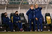 21 September 2021; Republic of Ireland manager Vera Pauw and assistant coach Eileen Gleeson, left, during the women's international friendly match between Republic of Ireland and Australia at Tallaght Stadium in Dublin. Photo by Stephen McCarthy/Sportsfile