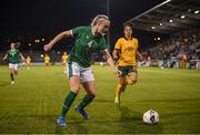 21 September 2021; Louise Quinn of Republic of Ireland in action against Sam Kerr of Australia during the women's international friendly match between Republic of Ireland and Australia at Tallaght Stadium in Dublin. Photo by Stephen McCarthy/Sportsfile