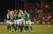 21 September 2021; Republic of Ireland players celebrate their side's third goal, scored by Louise Quinn, during the women's international friendly match between Republic of Ireland and Australia at Tallaght Stadium in Dublin. Photo by Seb Daly/Sportsfile