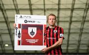 22 September 2021; SSE Airtricity League FIFA 22 Club Packs are back. Featuring the individual club crest of all 10 Premier Division teams, these exclusive sleeves will be available to download free from https://www.ea.com/games/fifa/fifa-22 when the game launches Friday, 1st October! Dean Zambra of Longford Town during the launch at Sport Ireland National Indoor Arena at the Sport Ireland Campus in Dublin. Photo by Stephen McCarthy/Sportsfile