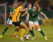 21 September 2021; Heather Payne of Republic of Ireland in action against Courtney Nevin of Australia during the women's international friendly match between Republic of Ireland and Australia at Tallaght Stadium in Dublin. Photo by Seb Daly/Sportsfile