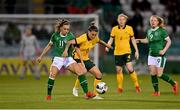21 September 2021; Katie McCabe of Republic of Ireland in action against Chloe Logarzo of Australia during the women's international friendly match between Republic of Ireland and Australia at Tallaght Stadium in Dublin. Photo by Seb Daly/Sportsfile