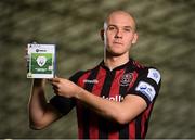 22 September 2021; SSE Airtricity League FIFA 22 Club Packs are back. Featuring the individual club crest of all 10 Premier Division teams, these exclusive sleeves will be available to download free from https://www.ea.com/games/fifa/fifa-22 when the game launches Friday, 1st October! Georgie Kelly of Bohemians during the launch at Sport Ireland National Indoor Arena at the Sport Ireland Campus in Dublin. Photo by Stephen McCarthy/Sportsfile