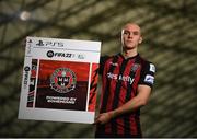 22 September 2021; SSE Airtricity League FIFA 22 Club Packs are back. Featuring the individual club crest of all 10 Premier Division teams, these exclusive sleeves will be available to download free from https://www.ea.com/games/fifa/fifa-22 when the game launches Friday, 1st October! Georgie Kelly of Bohemians during the launch at Sport Ireland National Indoor Arena at the Sport Ireland Campus in Dublin. Photo by Stephen McCarthy/Sportsfile