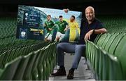 24 September 2021; Ireland legend Paul McGrath pictured at the Aviva Stadium to launch the sale of the Qatar international friendly tickets. Tickets are priced at a Centenary Special price of just €20 for adults and €10 for children as part of the FAI Centenary celebrations. Tickets are now available from Ticketmaster. Photo by Sam Barnes/Sportsfile