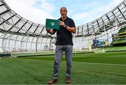 24 September 2021; Ireland legend Paul McGrath pictured at the Aviva Stadium to launch the sale of the Qatar international friendly tickets. Tickets are priced at a Centenary Special price of just €20 for adults and €10 for children as part of the FAI Centenary celebrations. Tickets are now available from Ticketmaster. Photo by Sam Barnes/Sportsfile