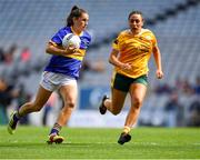 5 September 2021; Catherine Dempsey of Wicklow in action against Maria Hanna of Antrim during the TG4 All-Ireland Ladies Junior Football Championship Final match between Antrim and Wicklow at Croke Park in Dublin. Photo by Piaras Ó Mídheach/Sportsfile