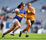 5 September 2021; Catherine Dempsey of Wicklow in action against Maria Hanna of Antrim during the TG4 All-Ireland Ladies Junior Football Championship Final match between Antrim and Wicklow at Croke Park in Dublin. Photo by Piaras Ó Mídheach/Sportsfile
