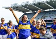 5 September 2021; Lucy Dunne of Wicklow celebrates after her side's victory in the TG4 All-Ireland Ladies Junior Football Championship Final match between Antrim and Wicklow at Croke Park in Dublin. Photo by Piaras Ó Mídheach/Sportsfile