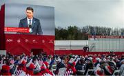 23 September 2021; Team Europe captain Padraig Harrington speaks during the opening ceremony of the Ryder Cup 2021 Matches at Whistling Straits in Kohler, Wisconsin, USA. Photo by Tom Russo/Sportsfile