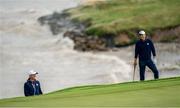 23 September 2021; Justin Thomas, left, and Jordan Speith on the eighth green during a practice round prior to the Ryder Cup 2021 Matches at Whistling Straits in Kohler, Wisconsin, USA. Photo by Tom Russo/Sportsfile