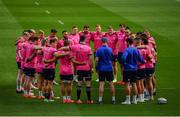 24 September 2021; Leinster players huddle before a Leinster Rugby captains run at the Aviva Stadium in Dublin. Photo by Harry Murphy/Sportsfile
