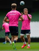 24 September 2021; Scott Penny and Josh van der Flier during a Leinster Rugby captains run at the Aviva Stadium in Dublin. Photo by Harry Murphy/Sportsfile