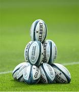 24 September 2021; United Rugby Championship balls are seen during a Leinster Rugby captains run at the Aviva Stadium in Dublin. Photo by Harry Murphy/Sportsfile