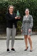 24 September 2021; Meath’s Emma Duggan is pictured with The Croke Park/LGFA Player of the Month award for September, with Ina Iazar, Sales Manager at The Croke Park in Jones Road, Dublin. Emma, from the Dunboyne club, scored 1-2 in the famous TG4 All-Ireland Senior Final victory over Dublin at Croke Park on Sunday, September 5, with her first half goal proving crucial to the end result. Photo by Matt Browne/Sportsfile