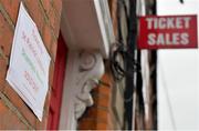 24 September 2021; A sign outside of Richmond Park announcing that tickets are sold out before the SSE Airtricity League Premier Division match between St Patrick's Athletic and Shamrock Rovers at Richmond Park in Dublin. Photo by Seb Daly/Sportsfile