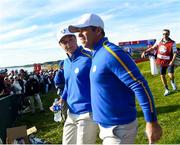 24 September 2021; Viktor Hovland, left, and Paul Casey of Team Europe walk off the sixth green during their Friday morning foursomes match against Collin Morikawa and Dustin Johnson of Team USA at the Ryder Cup 2021 Matches at Whistling Straits in Kohler, Wisconsin, USA. Photo by Tom Russo/Sportsfile