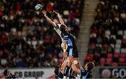 24 September 2021; Sam Carter of Ulster battles for possession in the lineout against Ryan Wilson of Glasgow Warriors during the United Rugby Championship match between Ulster and Glasgow Warriors at Kingspan Stadium in Belfast. Photo by Harry Murphy/Sportsfile