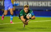 24 September 2021; Kieran Marmion of Connacht scores a try during the United Rugby Championship match between Cardiff Blues and Connacht at Arms Park in Cardifff, Wales. Photo by Mark Lewis/Sportsfile