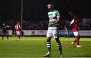 24 September 2021; Danny Mandroiu of Shamrock Rovers reacts to a missed chance during the SSE Airtricity League Premier Division match between St Patrick's Athletic and Shamrock Rovers at Richmond Park in Dublin. Photo by Sam Barnes/Sportsfile