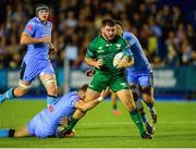 24 September 2021; Matthew Burke of Connacht is tackled by Jason Harries, left, and Willis Halaholo of Cardiff Blues during the United Rugby Championship match between Cardiff Blues and Connacht at Arms Park in Cardifff, Wales. Photo by Mark Lewis/Sportsfile