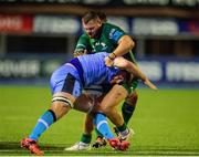 24 September 2021; James Ratti of Cardiff Blues is tackled by Conor Oliver of Connacht during the United Rugby Championship match between Cardiff Blues and Connacht at Arms Park in Cardifff, Wales. Photo by Mark Lewis/Sportsfile