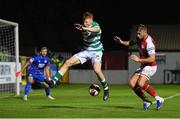 24 September 2021; Rory Gaffney of Shamrock Rovers in action against Paddy Barrett of St Patrick's Athletic during the SSE Airtricity League Premier Division match between St Patrick's Athletic and Shamrock Rovers at Richmond Park in Dublin. Photo by Seb Daly/Sportsfile