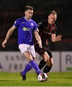 24 September 2021; Karl O’Sullivan of Finn Harps in action against Ciaran Kelly of Bohemians during the SSE Airtricity League Premier Division match between Bohemians and Finn Harps at Dalymount Park in Dublin. Photo by Piaras Ó Mídheach/Sportsfile