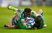 24 September 2021; Shamrock Rovers players, from left, Dylan Watts, Gary O'Neill and Sean Gannon celebrate their side's winning goal during the SSE Airtricity League Premier Division match between St Patrick's Athletic and Shamrock Rovers at Richmond Park in Dublin. Photo by Seb Daly/Sportsfile