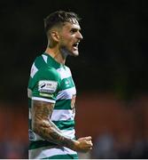 24 September 2021; Lee Grace of Shamrock Rovers celebrates his side's winning goal during the SSE Airtricity League Premier Division match between St Patrick's Athletic and Shamrock Rovers at Richmond Park in Dublin. Photo by Seb Daly/Sportsfile