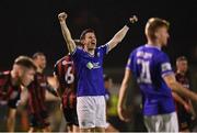 24 September 2021; Johnny Dunleavy of Finn Harps celebrates after his side's victory in the SSE Airtricity League Premier Division match between Bohemians and Finn Harps at Dalymount Park in Dublin. Photo by Piaras Ó Mídheach/Sportsfile