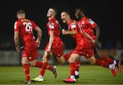 24 September 2021; Michael O'Connor of Shelbourne celebrates after scoring his side's second goal during the SSE Airtricity League First Division match between Cabinteely and Shelbourne at Stradbrook in Blackrock, Dublin. Photo by David Fitzgerald/Sportsfile