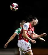 24 September 2021; Ronan Coughlan of St Patrick's Athletic in action against Gary O'Neill of Shamrock Rovers during the SSE Airtricity League Premier Division match between St Patrick's Athletic and Shamrock Rovers at Richmond Park in Dublin. Photo by Seb Daly/Sportsfile