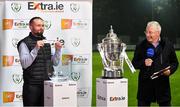 24 September 2021; Conan Byrne, left, and RTÉ soccer correspondent Tony O'Donoghue during the extra.ie FAI Cup Semi-Final draw after the SSE Airtricity League Premier Division match between St Patrick's Athletic and Shamrock Rovers at Richmond Park in Dublin. Photo by Seb Daly/Sportsfile
