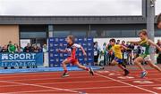 25 September 2021; Zac Walker from Monaghan on his way to winning the Boys under-9 80 metre during the Aldi Community Games Track and Field Athletics finals at Carlow IT Sports Campus in Carlow. Photo by Matt Browne/Sportsfile