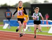 25 September 2021; Nicole Griffin from Ballynally-Lissycasey, Clare, on her way to winning the Girls under-10 200 metre during the Aldi Community Games Track and Field Athletics finals at Carlow IT Sports Campus in Carlow. Photo by Matt Browne/Sportsfile