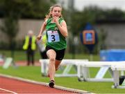 25 September 2021; Megan O'Shea from Crecora Patrickswell, Limerick on her way to winning the Girls under-12 100 metre during the Aldi Community Games Track and Field Athletics finals at Carlow IT Sports Campus in Carlow. Photo by Matt Browne/Sportsfile