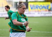 25 September 2021; Cliodhna Moloney of Ireland during the warm-up before the Rugby World Cup 2022 Europe qualifying tournament match between Ireland and Scotland at Stadio Sergio Lanfranchi in Parma, Italy. Photo by Roberto Bregani/Sportsfile